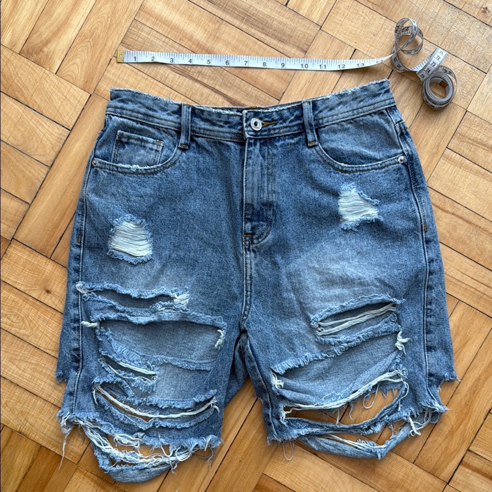 Distressed Denim Shorts